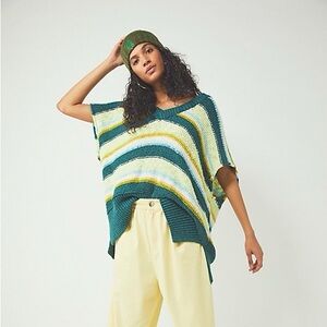 Free People XoXo Oversized Striped Vest Sweater Knitted Women’s Size Small